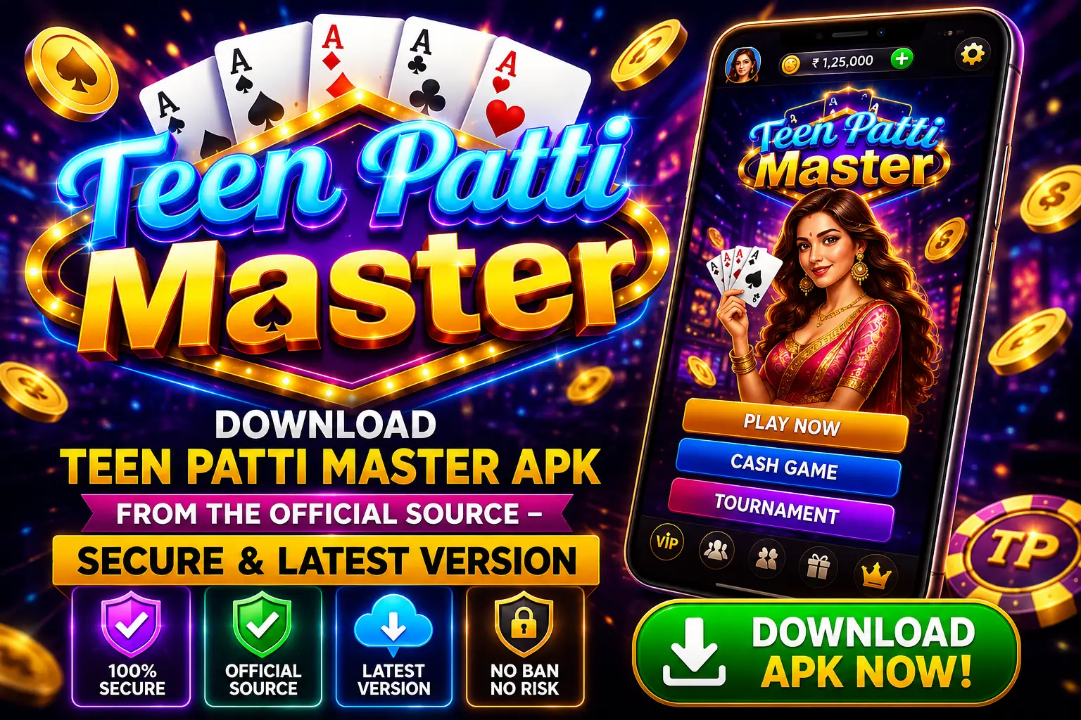 Download Teen Patti Master APK from the official with the latest version for Android. Secure, fast, trusted installation and safe APK download.