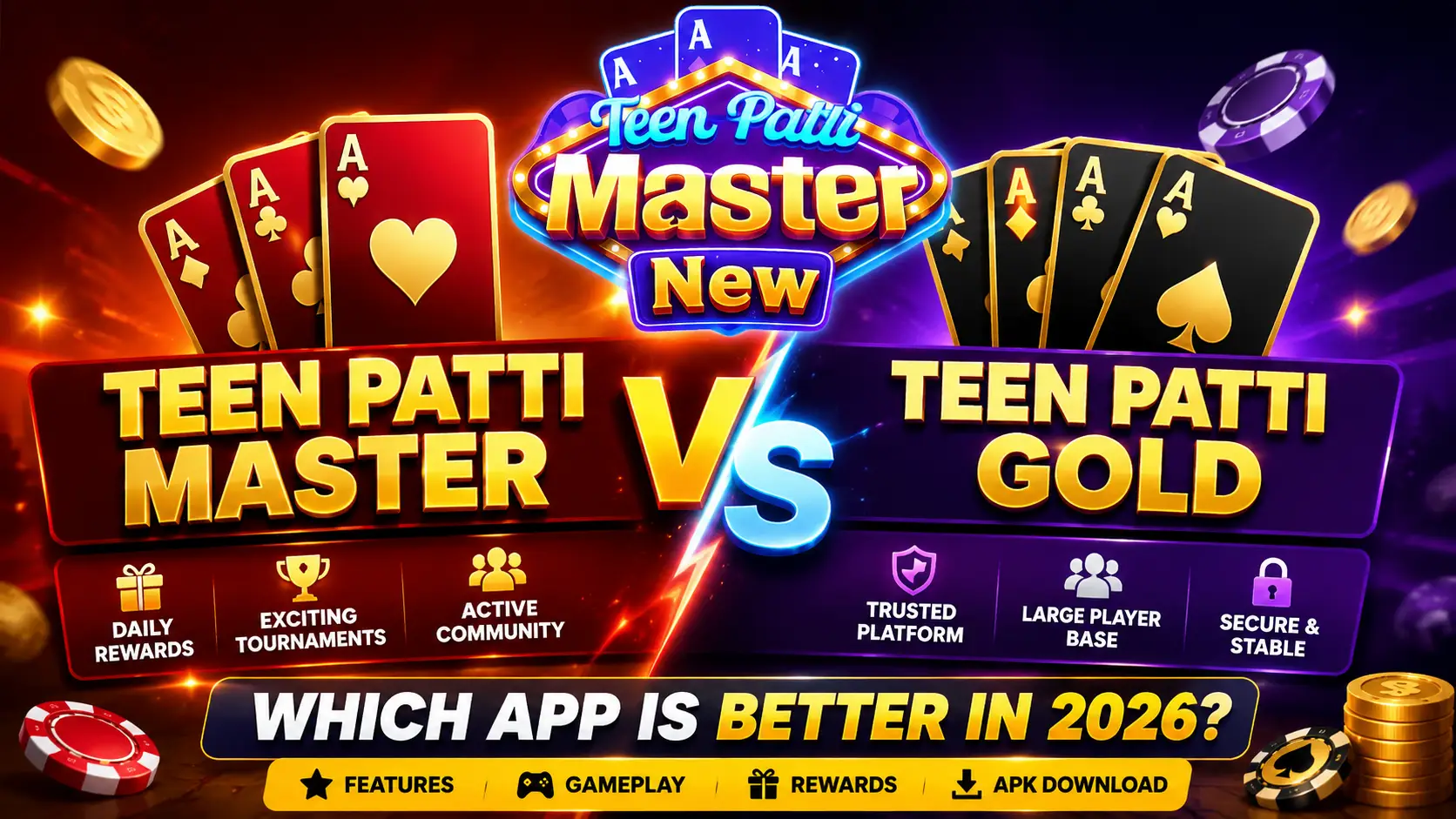 Teen Patti Master vs Teen Patti Gold: Which App Is Better in 2026? 1 Teen Patti Master vs Teen Patti Gold comparison showing gameplay, features, rewards, APK download, and the best Teen Patti app for Android